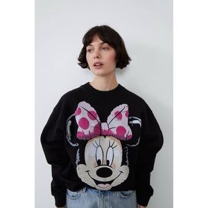 ZARA Women's Minnie Mouse Disney Crewneck Sweatshirt-